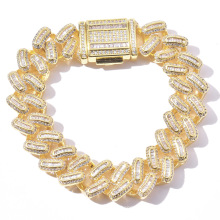 15mm 7"8" copper brass gold silver iced out zircon cuban chain bracelet,blingbling hip hop men women lover bracelet jewelry